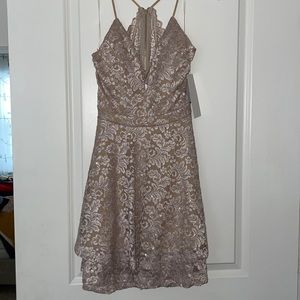 Gold lace shimmer party dress by Honey and Rosie NWT